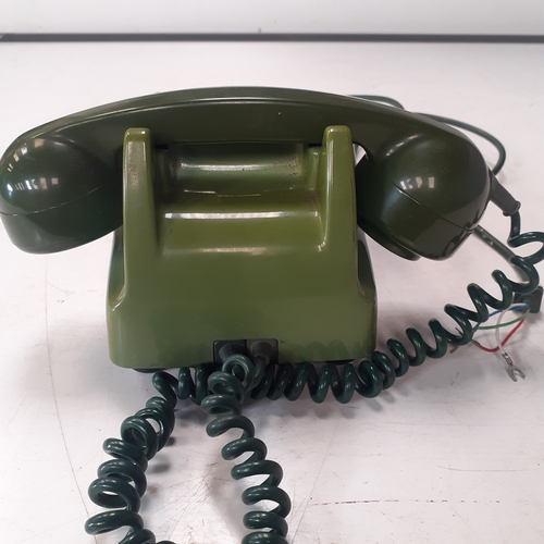 3 - Green rotary telephone. Very good condition. The markings have been scratched off underneath, but lo... 