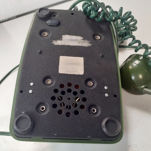 3 - Green rotary telephone. Very good condition. The markings have been scratched off underneath, but lo... 