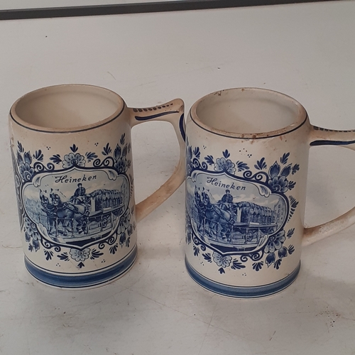 19 - Two Delft tankards, decorated with military details relating to RAF Corporals club celebrating the O... 