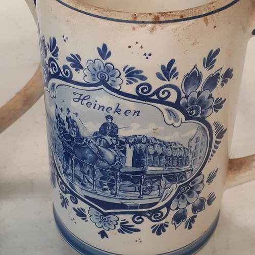 19 - Two Delft tankards, decorated with military details relating to RAF Corporals club celebrating the O... 