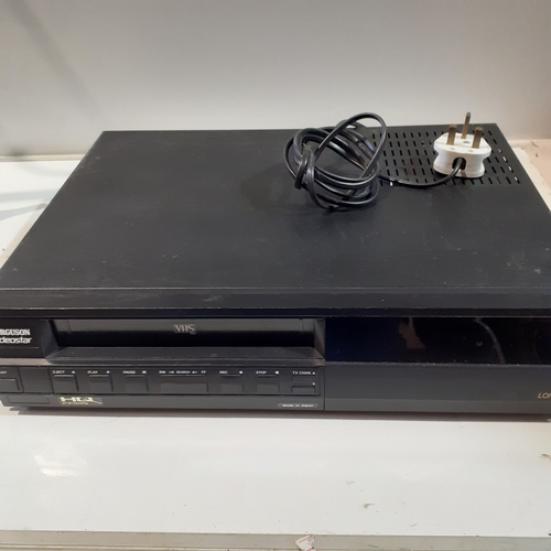 45 - Ferguson video cassette recorder. Model number 3V59. Power tested OK but does not play video.