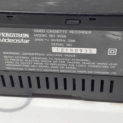 45 - Ferguson video cassette recorder. Model number 3V59. Power tested OK but does not play video.