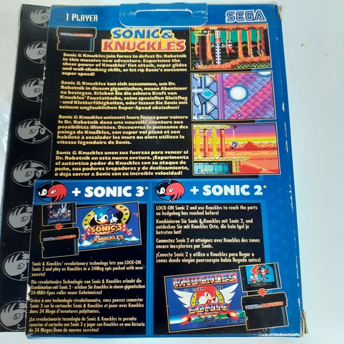 34 - Megadrive game.  Sonic and knuckles.  Game is like new condition. Box has wear