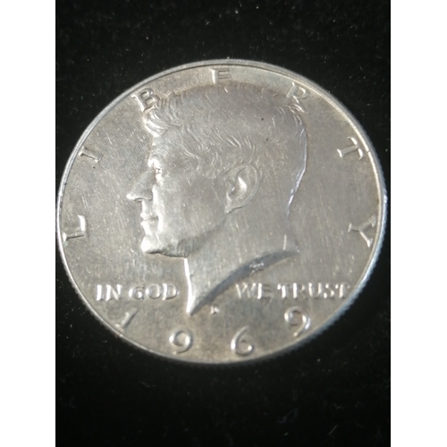 21A - COINS : USA silver half dollar 1969 (11.5 grams of 0.400 silver)