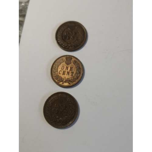 25A - COINS : USA 3 x Indian head cents 1901,1902 and 1903