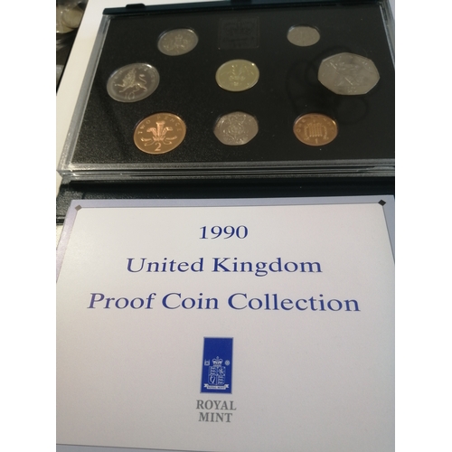 31A - COINS : 1990 proof set 1 pound to 1p (8 coins) includes 2 x 5 pence coins