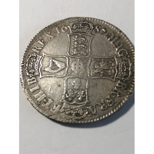 39A - COINS : 1687 James II crown Some scuffing otherwise in very fine condition or better and rare in thi... 