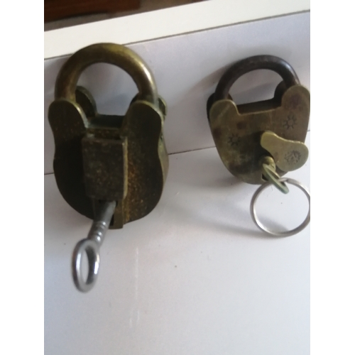 46A - 2 x vintage padlocks with keys