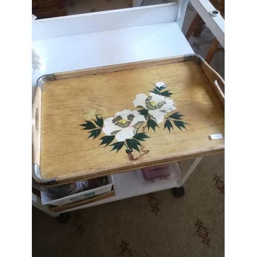 48A - Vintage hand painted wooden tray