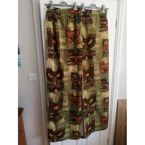 49A - Pair of handmade mid-century curtains Each curtain measures 160cm length (63 inches) width by 137cm(... 