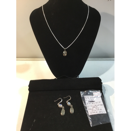 302 - 925 silver earrings & necklace - 12g