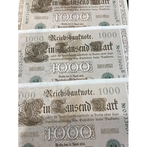 305 - 1910 German 1000 mark banknotes in good condition