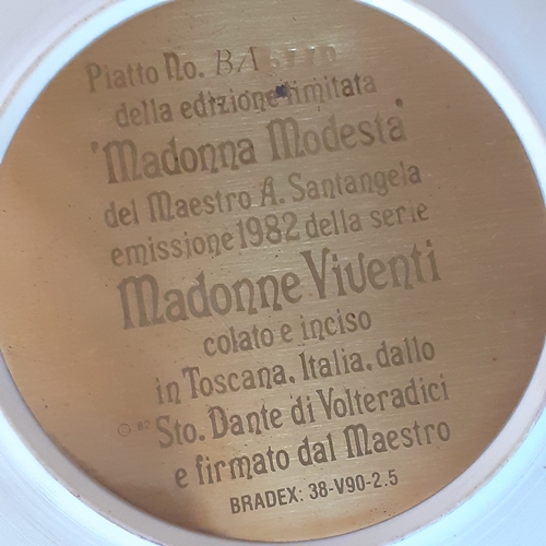 48 - Madonna Modesta alabasta wall plaque signed Alberto Santangela. No damage but dusty from storage