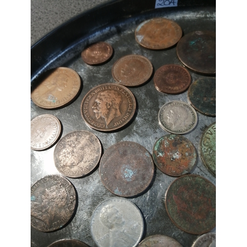 20A - Tin of mixed coinage (silver noted)