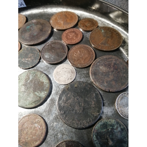 20A - Tin of mixed coinage (silver noted)