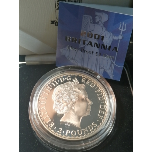 33A - 2001 silver proof Britannia 2 pounds coin (1 oz of 0.958 silver) in presentation box