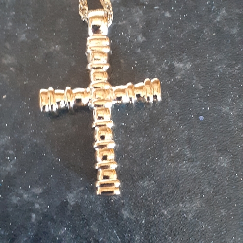 96 - A selection of 4 crucifixes on chains. 2 show healing hands, one has faux pearl design and the other... 