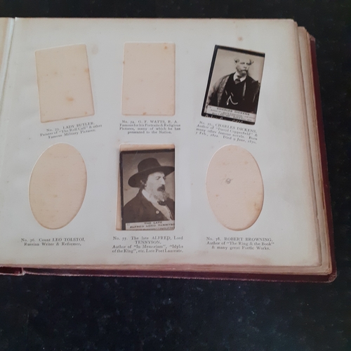 25 - Antique Ogdens photo album containing more than 50 Ogdens Guinea Gold cigarette cards. Some slight w... 