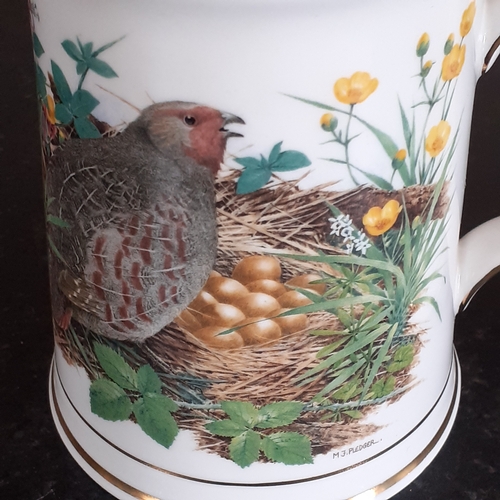 20 - Pair of bone china tankards. Hammersley, Danbury mint from the Game bird collection. Grey partridge ... 