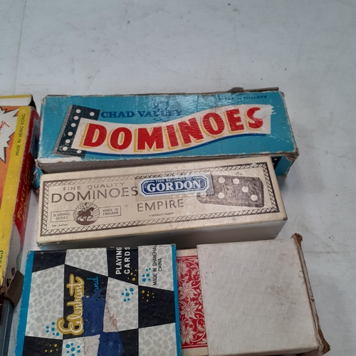 16 - Games lot including pocket Ludo, pocket Chess and Checkers, vintage cards and domino sets