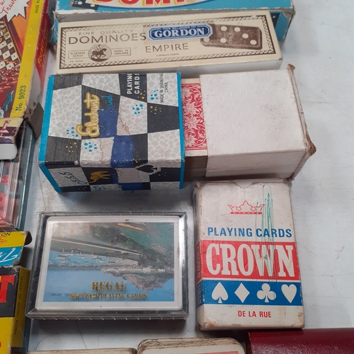 16 - Games lot including pocket Ludo, pocket Chess and Checkers, vintage cards and domino sets