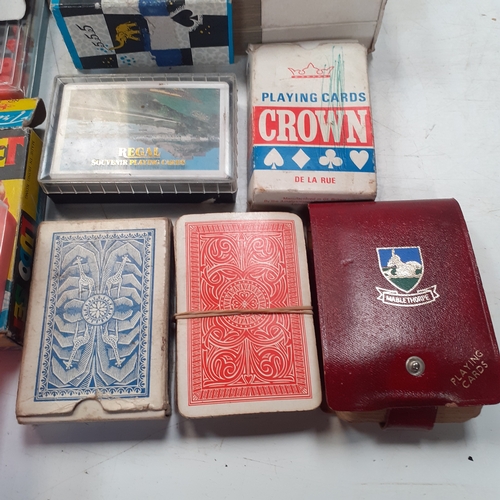 16 - Games lot including pocket Ludo, pocket Chess and Checkers, vintage cards and domino sets