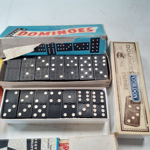 16 - Games lot including pocket Ludo, pocket Chess and Checkers, vintage cards and domino sets