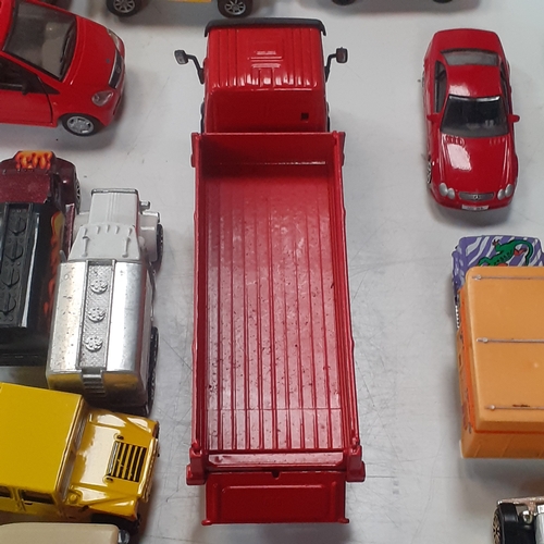 28 - Quantity of die-cast,  hot wheel's, matchbox  etc. Mostly payed with. Includes a large variety of ma... 