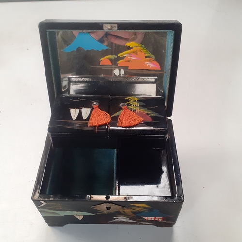 11 - 1950s Japanese musical jewellery box. All working bur no key.