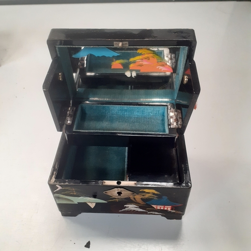 11 - 1950s Japanese musical jewellery box. All working bur no key.