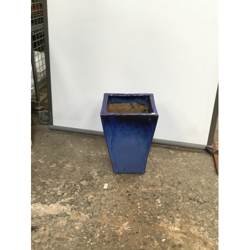 169 - 45cm tall blue glazed ceramic planter