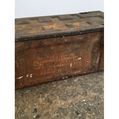 181 - Vintage metal ammo tin - stamped 1945