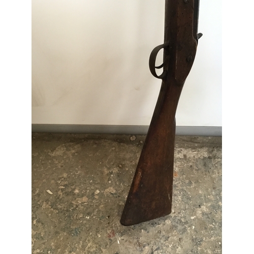 222 - Vintage long gun - carved ‘M Reidy’ on the wood