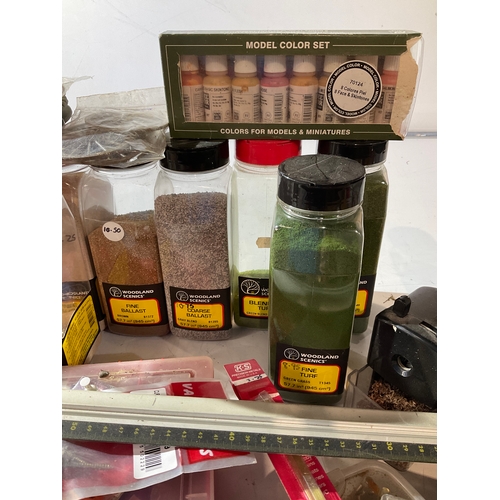 138 - Beautiful box for the avid model maker  including paints, tools,  gravel, green turf, fine and corse... 