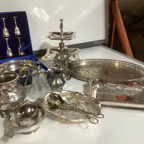 274 - Mixed lot of silver plated items includes boxed goblet set, Tray set and more