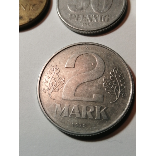 22A - COINS : EAST GERMANY (7 coins) 1 pfennig 1968, 5 pfennig 1968, 10 pfennig 1981, 20 pfennig 1983, 50 ... 