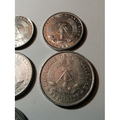 22A - COINS : EAST GERMANY (7 coins) 1 pfennig 1968, 5 pfennig 1968, 10 pfennig 1981, 20 pfennig 1983, 50 ... 