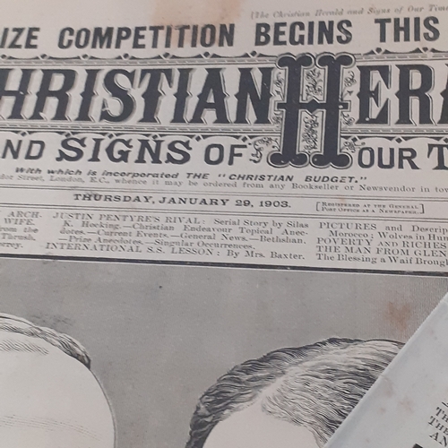 22 - More than 20 copies of the Christian Herald newspaper, various dates, mostly early 1900s. Good condi... 