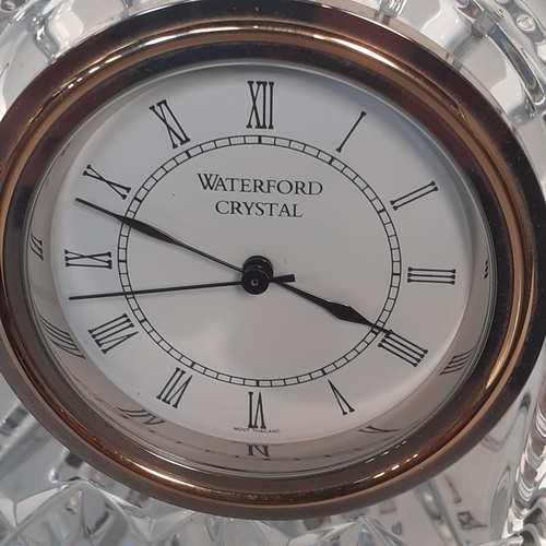 7 - Waterford Crystal glass mantle clock. Approx 7