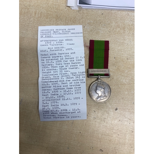 14 - 12BDE1114 Private James Walkden, 81st Loyal Lincoln Volunteers, Regt of Foot
Afghanistan War Medal 1... 