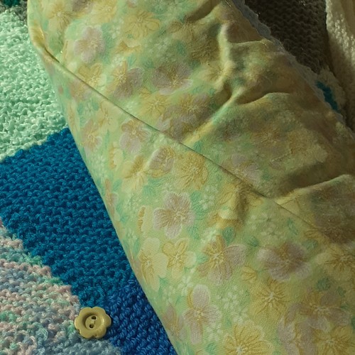 3 - 2 x hand knitted blankets. One has quilted back and the other beige and white pattern with raised de... 