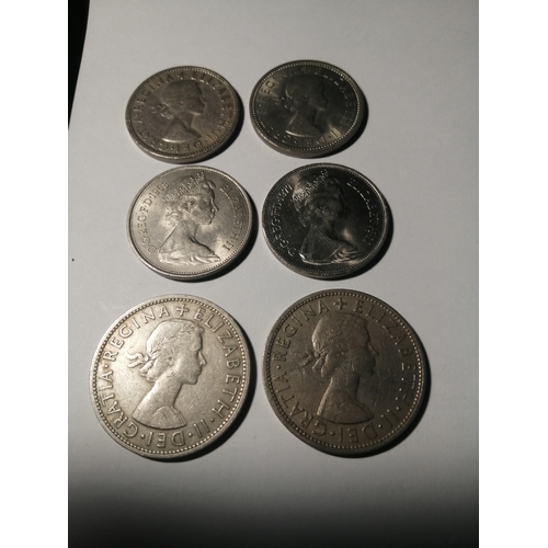 20A - COINS : 2 x halfcrown 1954 and 1958, 2 x florins 1959 and 1967 and 2 x 10p 1968 and 1977