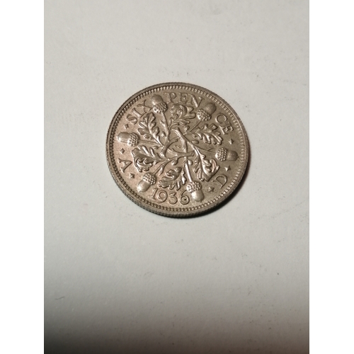 23A - COINS : 1936 silver sixpence in extremely fine condition