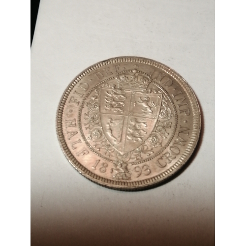 36A - COINS : 1893 Victorian halfcrown in extremely fine condition