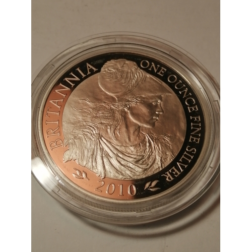 38A - COINS : 2010 Britannia 2 pounds coin silver proof (1 ounce of 0.999 silver) Only 6539 minted