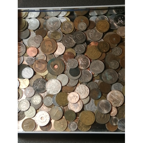 39A - Large tin (11x8 inches) of mixed coinage (silver noted)