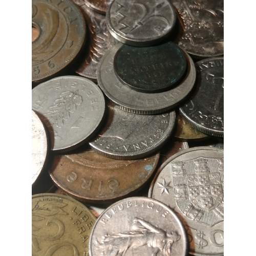 39A - Large tin (11x8 inches) of mixed coinage (silver noted)