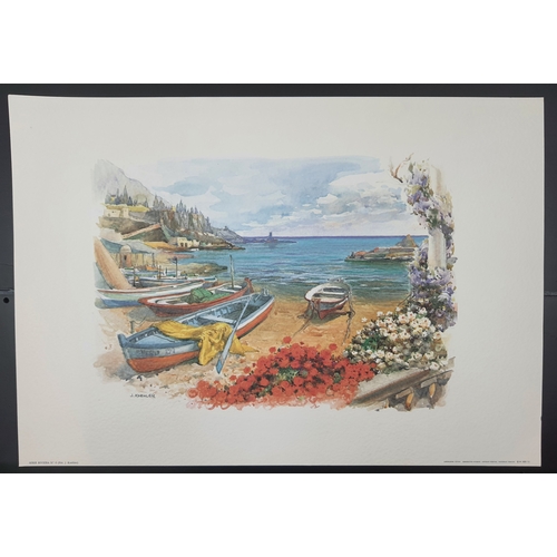 103A - Set of 2 colour boat prints. Size: 50 cm x 35 cm.