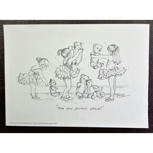 107A - 3 prints of pencil drawings of little ballerinas. Published by Steve O’Connell. Individually sealed.... 