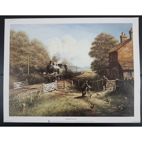 114A - 2 colour train prints ‘Bodmin at Ropley’ by Chris Woods and ‘Morning Delivery’ Size: 44 cm x 34 cm.